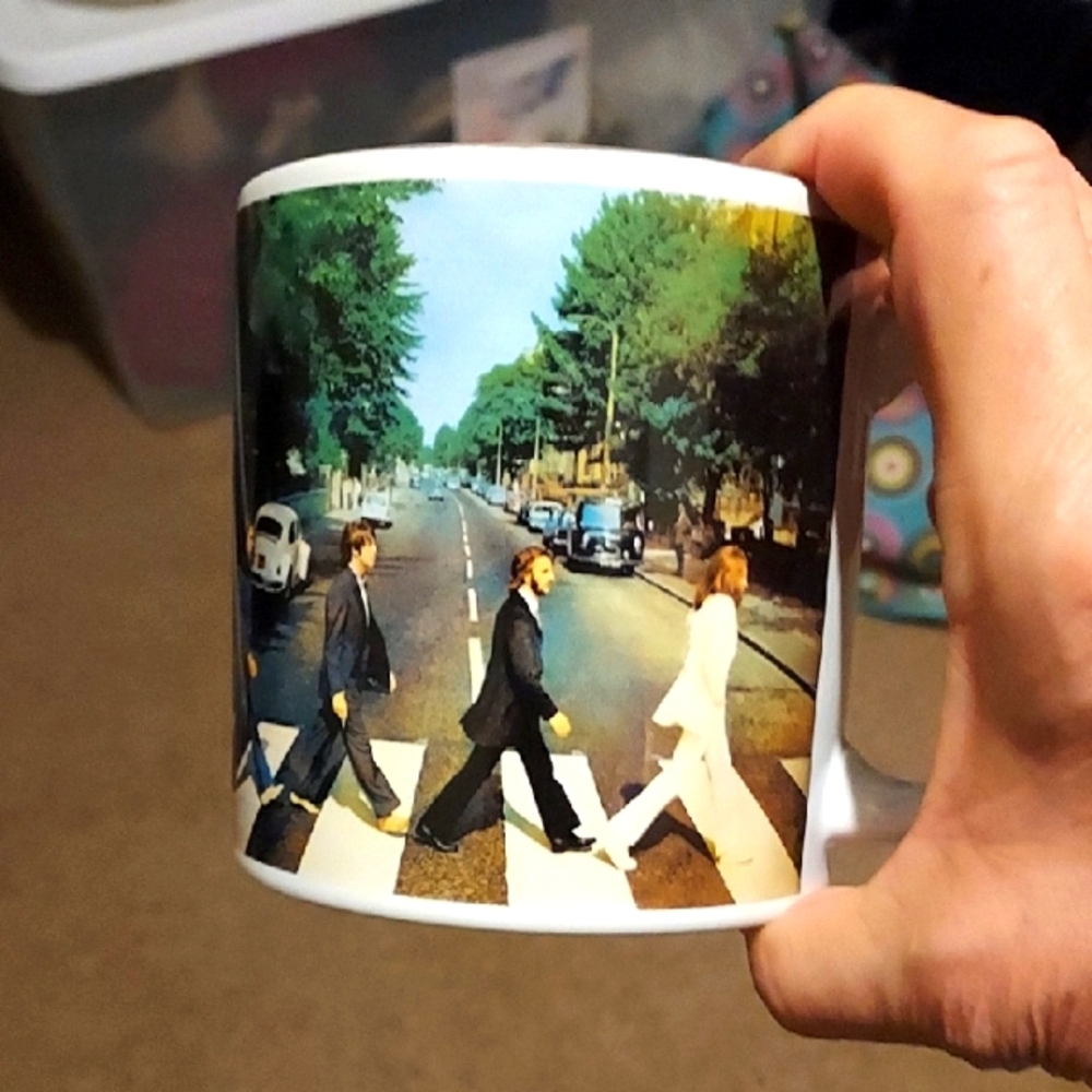 Abbey Road Mug with the Beatles.. 4 In Tall 4 Wide.  No Nicks Or Cracks